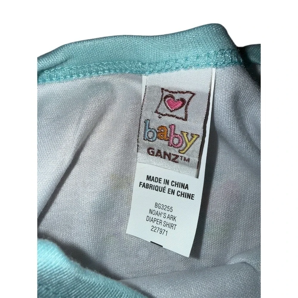 GANZ Baby Noah's Ark Diaper Shirt Bodysuit One-Piece 3-6‎ Months White religious